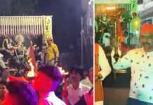 हातात पेटती मशाल, डीजेच्या तालावर मिरवणूक, उबाठाच्या अंबा भवानी मातेच्या मिरवणुकीने वेधले साऱ्यांचे लक्ष