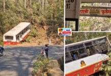 सिंधुदुर्ग जिल्ह्यात एसटीचा अपघात, ब्रेक फेल झाल्याने कुडाळ ते पणजी बस अपघातग्रस्त, अपघातात प्रवासी किरकोळ जखमी