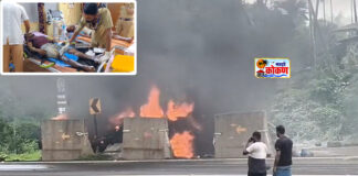 Anjanari Ghat Truck Fire : अंजणारी घाटात ट्रकला भीषण आग. चालक व क्लिनर जखमी Anjanari Ghat Truck Fire