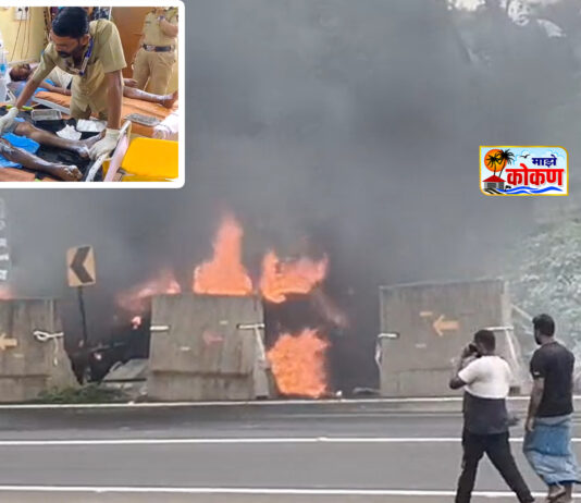 Anjanari Ghat Truck Fire : अंजणारी घाटात ट्रकला भीषण आग. चालक व क्लिनर जखमी Anjanari Ghat Truck Fire